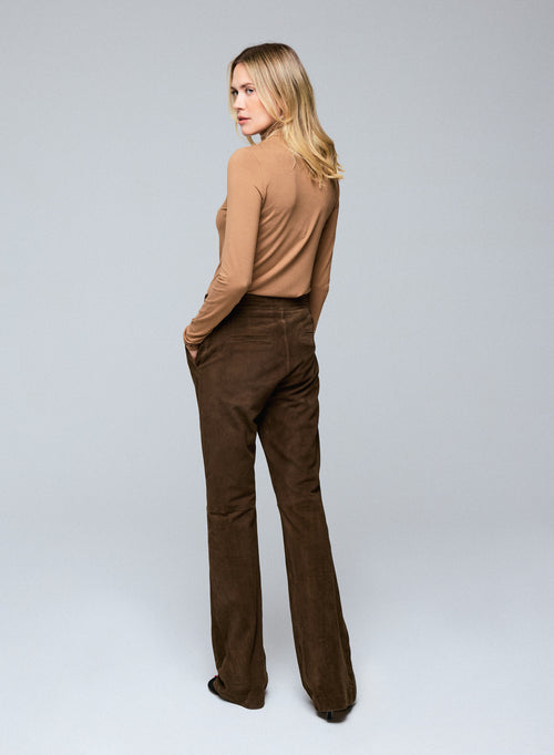 T-shirt Beige Col Roulé Manches Longues en Viscose / Elasthanne - MAJESTIC FILATURES