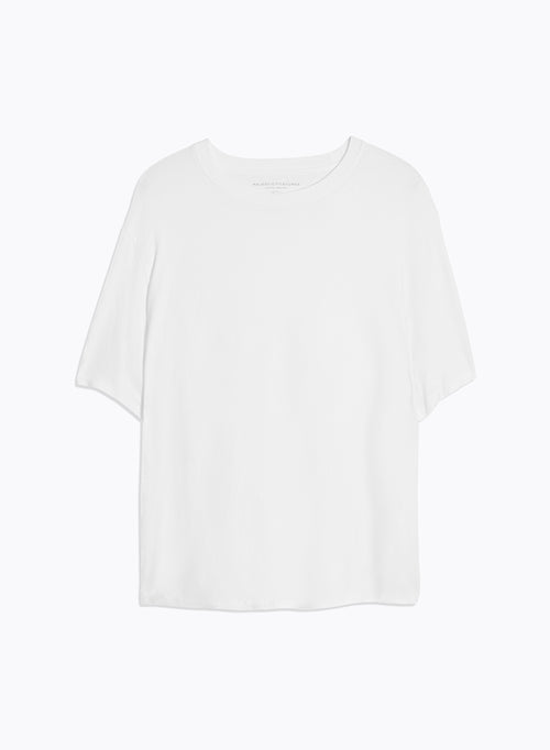 Tee shirt Blanc Col Rond Manches Courtes - MAJESTIC FILATURES