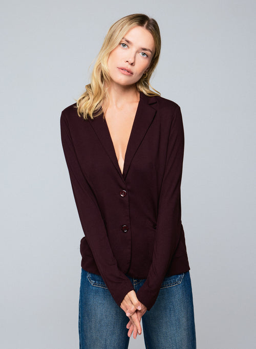 Aubergine Jacke Langärmelige Jacke aus Viskose / Elasthan - MAJESTIC FILATURES