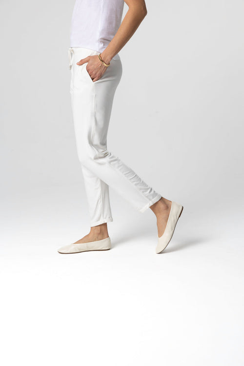 Pantalon Blanc en Viscose / Élasthanne - MAJESTIC FILATURES