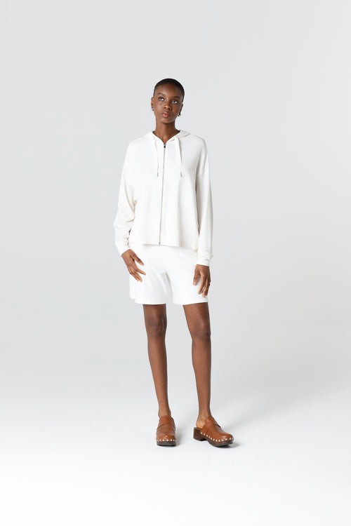 Sweat Crème Col Rond Manches Longues en Viscose / Elasthanne - MAJESTIC FILATURES