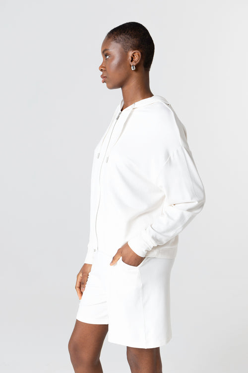 Sweat Crème Col Rond Manches Longues en Viscose / Elasthanne - MAJESTIC FILATURES
