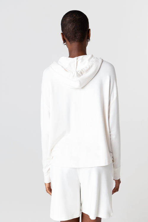 Sweat Crème Col Rond Manches Longues en Viscose / Elasthanne - MAJESTIC FILATURES