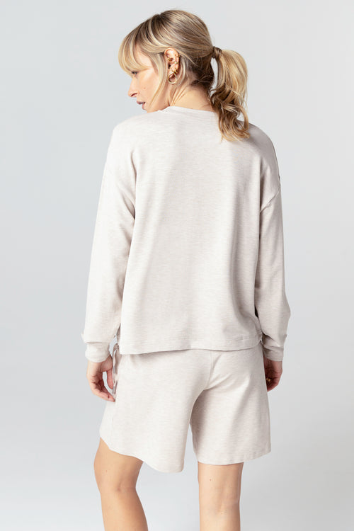 Sweater mit Rundhalsausschnitt und langen Ärmeln aus Viskose/Elasthan in Beige - MAJESTIC FILATURES