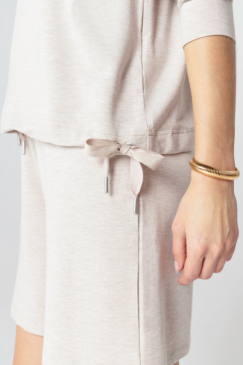 Sweater mit Rundhalsausschnitt und langen Ärmeln aus Viskose/Elasthan in Beige - MAJESTIC FILATURES