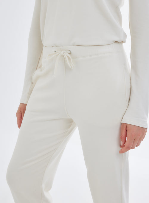 Pantalon Blanc en molleton de Viscose / Élasthanne - MAJESTIC FILATURES