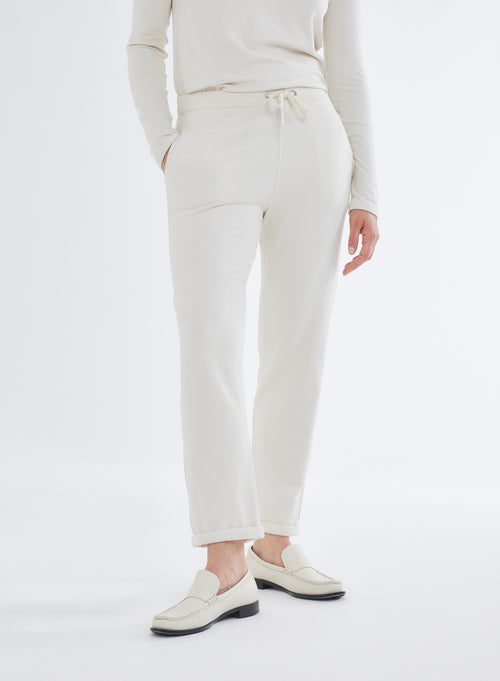 Pantalon Blanc en molleton de Viscose / Élasthanne - MAJESTIC FILATURES