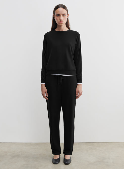 Schwarze Hose mit Taschen aus Viskose / Elasthan - MAJESTIC FILATURES