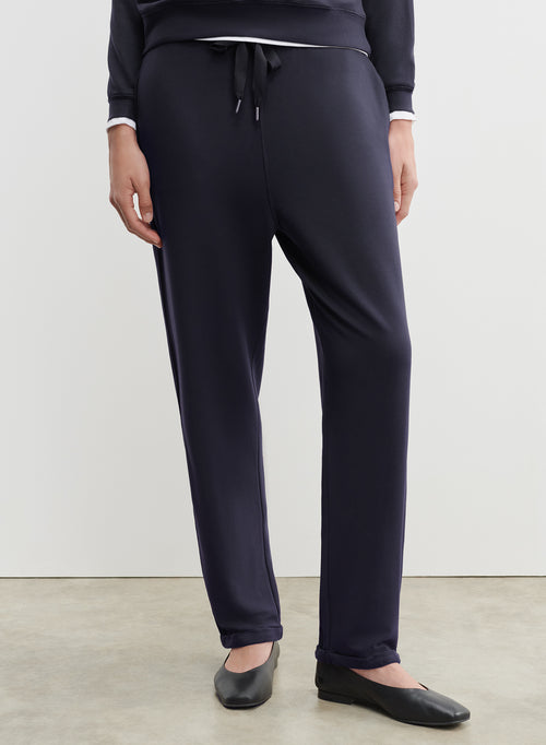 Marineblaue Hose mit Taschen aus Viskose / Elasthan - MAJESTIC FILATURES