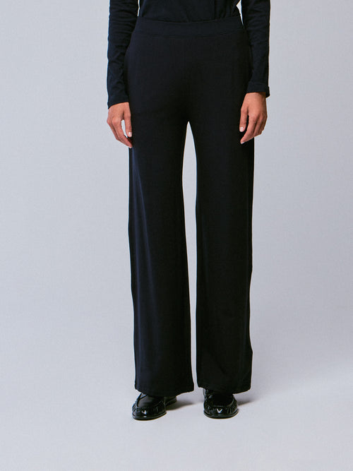 Marineblaue Hose aus Viskose / Elasthan - MAJESTIC FILATURES