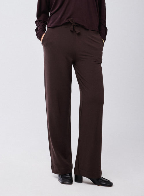 Braune Hose aus Viskose / Elasthan - MAJESTIC FILATURES