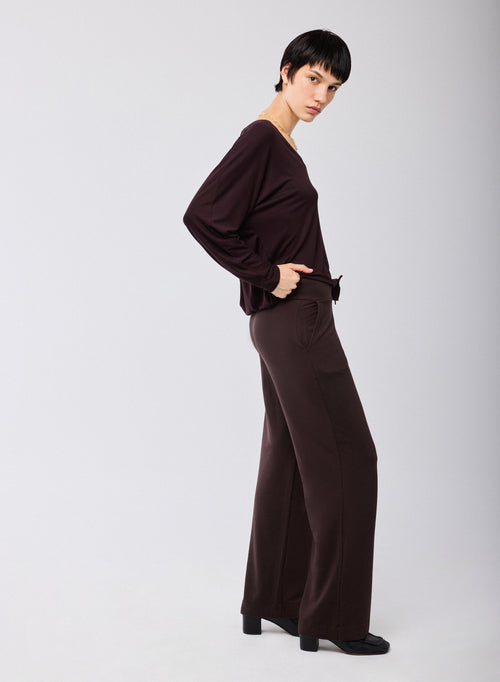 Braune Hose aus Viskose / Elasthan - MAJESTIC FILATURES