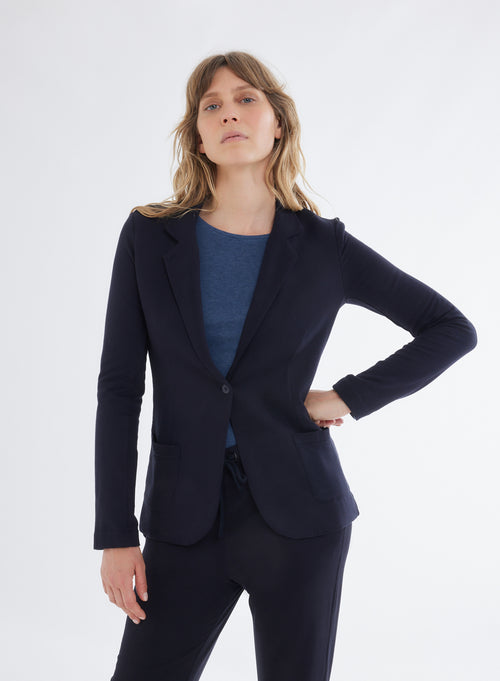 Veste Marine Manches Longues en Viscose / Elasthanne - MAJESTIC FILATURES