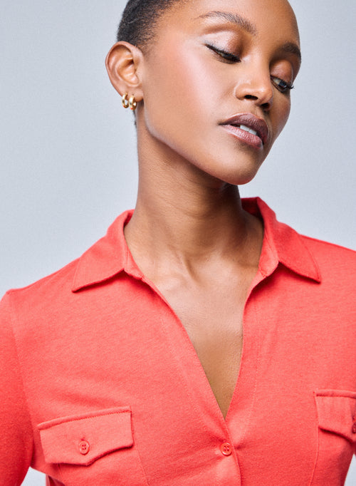 Orange Shirt Langarmshirt aus Bio-Baumwolle / Kaschmir - MAJESTIC FILATURES