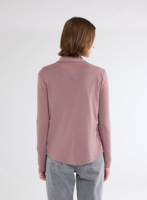 Rosa Langarmshirt aus Baumwolle und Kaschmir - MAJESTIC FILATURES