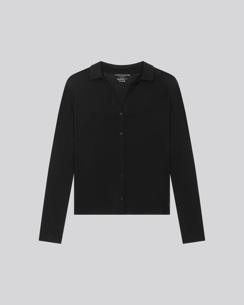 Chemise Noir Chemise Manches Longues en Coton Organique / Cachemire - MAJESTIC FILATURES