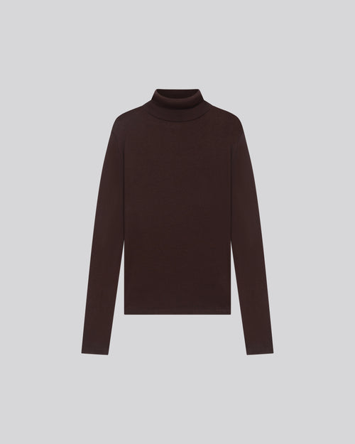 Lila langärmeliges Rollkragen-T-Shirt aus Bio-Baumwolle / Kaschmir - MAJESTIC FILATURES