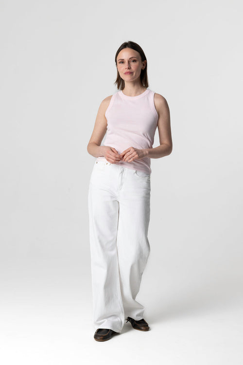 Ärmelloses Tanktop mit Rundhalsausschnitt aus Bio-Baumwolle in Rosa - MAJESTIC FILATURES