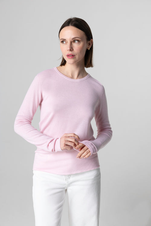 T-shirt Rose Col Rond Manches Courtes en Coton Organique - MAJESTIC FILATURES