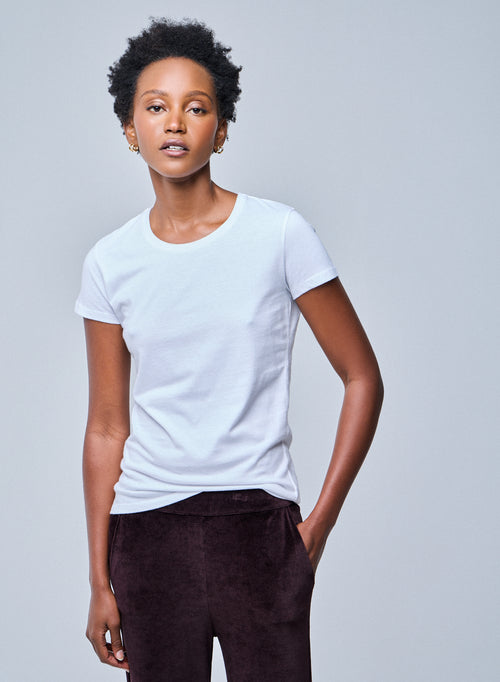 Jamie T-Shirt Rundhalsausschnitt kurzen Ärmeln aus Deluxe-Baumwolle - MAJESTIC FILATURES