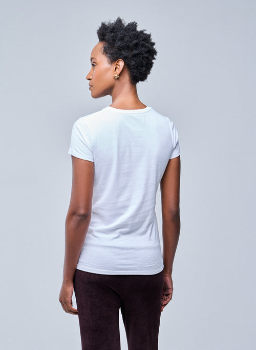 Jamie T-Shirt Rundhalsausschnitt kurzen Ärmeln aus Deluxe-Baumwolle - MAJESTIC FILATURES