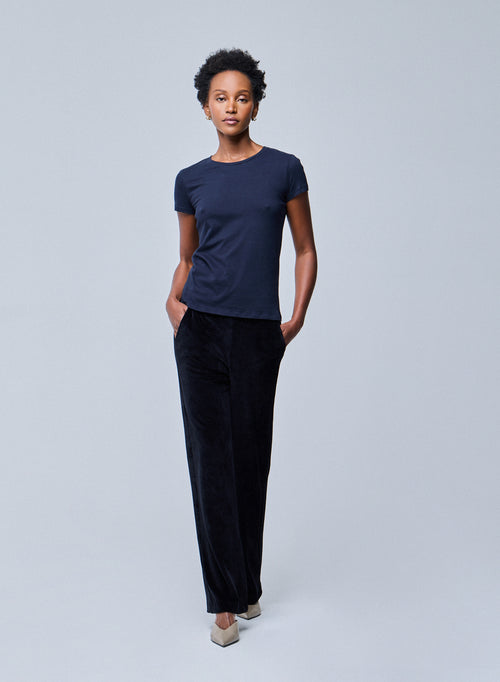 Jamie T-Shirt Rundhalsausschnitt kurzen Ärmeln aus Deluxe-Baumwolle - MAJESTIC FILATURES