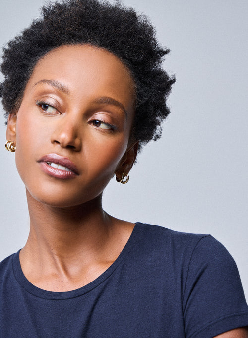 Jamie T-Shirt Rundhalsausschnitt kurzen Ärmeln aus Deluxe-Baumwolle - MAJESTIC FILATURES