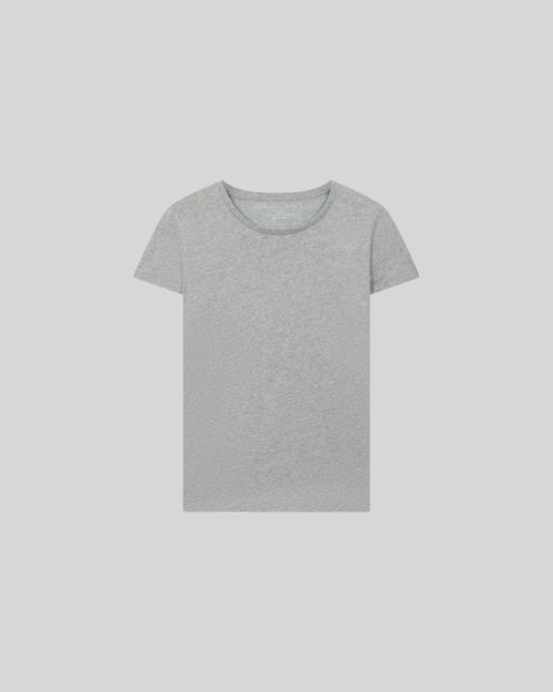 Graues Kurzarm-T-Shirt mit Rundhalsausschnitt aus Bio-Baumwolle - MAJESTIC FILATURES