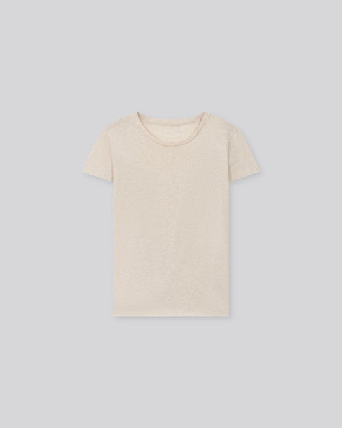 T-shirt Beige Jamie Col Rond Manches Courtes en Coton organique - MAJESTIC FILATURES