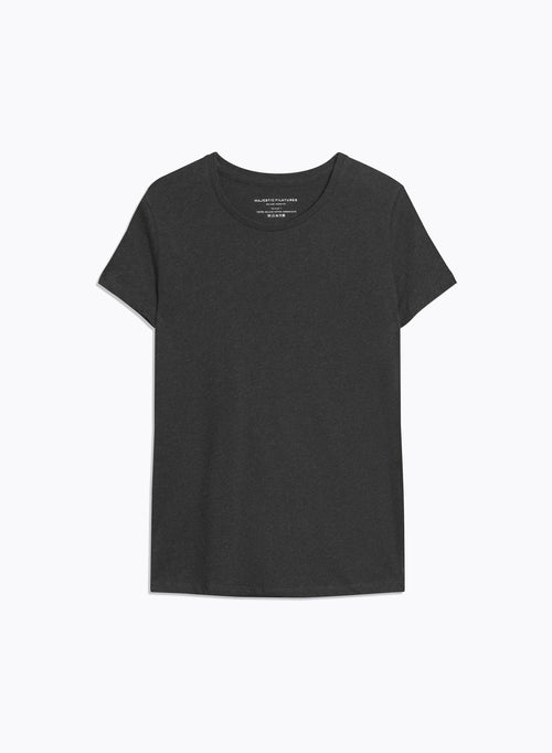 T-shirt Noir chiné Jamie Col Rond Manches Courtes en Deluxe Coton - MAJESTIC FILATURES