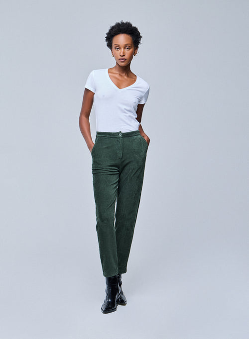 T-shirt Blanc Julia col V Manches Courtes en Coton Organique - MAJESTIC FILATURES