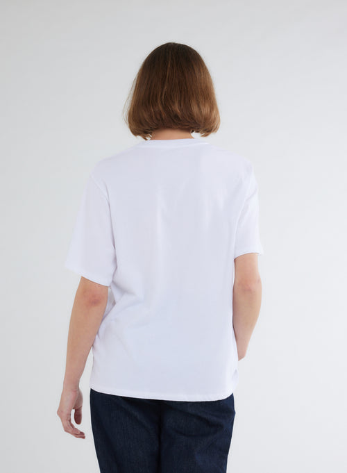 T-shirt Blanc Col Rond Manches Courtes en Coton organique - MAJESTIC FILATURES