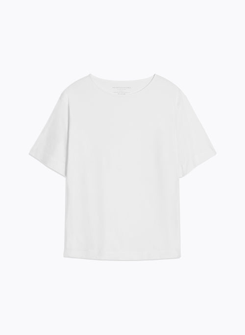 T-shirt Blanc Col Bateau Manches Courtes en Coton organique - MAJESTIC FILATURES