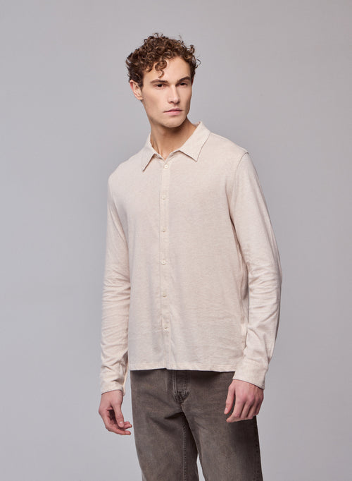 Chemise Beige Chemise Manches Longues en Coton organique - MAJESTIC FILATURES