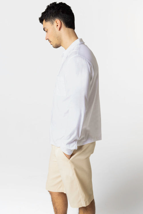 Chemise Blanche Col Chemise Manches Longues en Coton Organique - MAJESTIC FILATURES