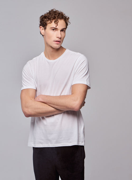 Julien T-Shirt Rundhalsausschnitt kurzen Ärmeln aus Deluxe-Baumwolle - MAJESTIC FILATURES