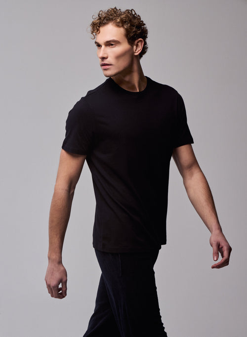 Julien T-Shirt Rundhalsausschnitt kurzen Ärmeln aus Deluxe-Baumwolle - MAJESTIC FILATURES