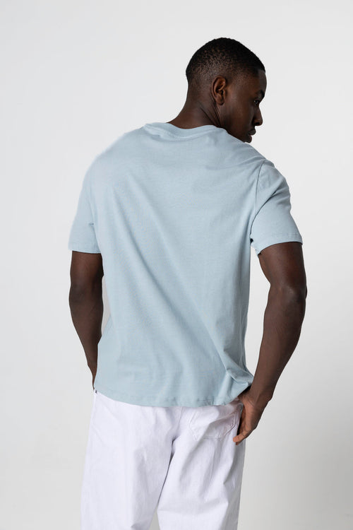 Hellblaues Kurzarm-T-Shirt mit Rundhalsausschnitt aus Bio-Baumwolle - MAJESTIC FILATURES