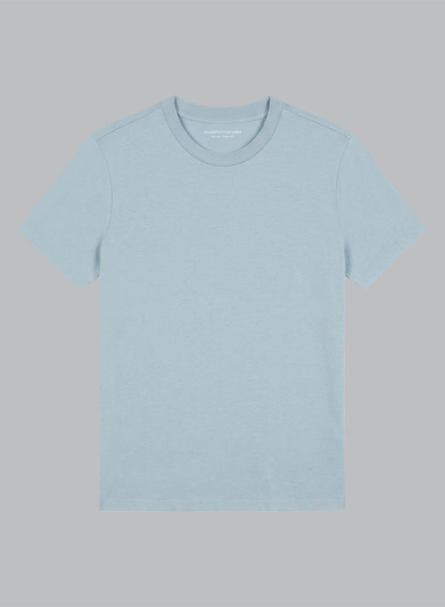 Hellblaues Kurzarm-T-Shirt mit Rundhalsausschnitt aus Bio-Baumwolle - MAJESTIC FILATURES