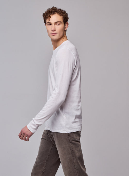 James T-Shirt Rundhalsausschnitt Langarm aus Deluxe-Baumwolle - MAJESTIC FILATURES