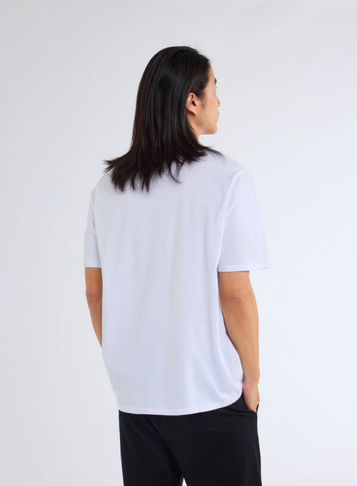 T-shirt Blanc Col Rond Manches Courtes en 100% Coton organique - MAJESTIC FILATURES