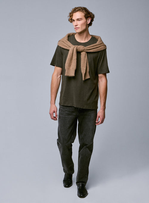Grünes Kurzarm-T-Shirt mit Rundhalsausschnitt aus Bio-Baumwolle - MAJESTIC FILATURES