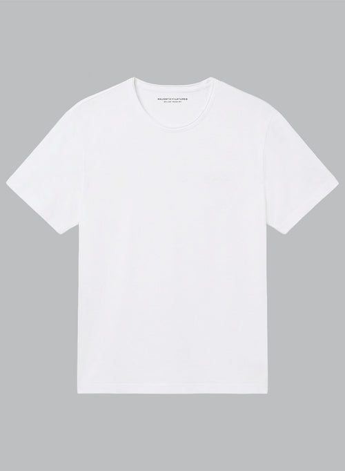 T-Shirt mit Rundhalsausschnitt und kurzen Ärmeln aus Bio-Baumwolle in Weiß - MAJESTIC FILATURES