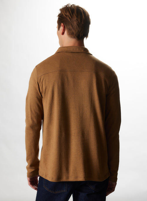 Polo Camel Manches Longues en Coton / Cachemire - MAJESTIC FILATURES