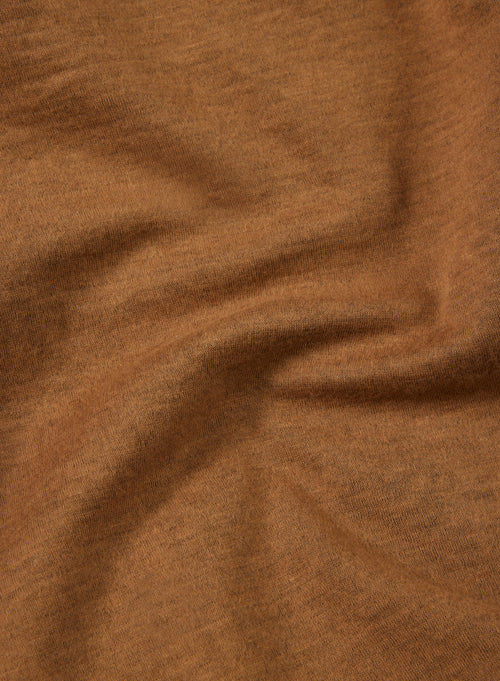 Polo Camel Manches Longues en Coton / Cachemire - MAJESTIC FILATURES