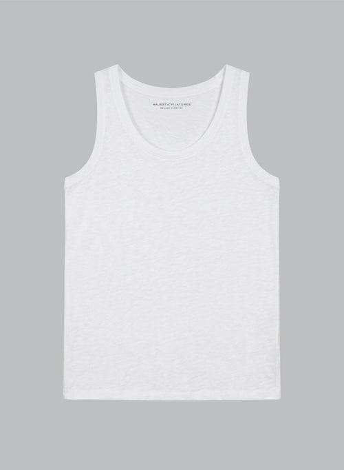 U-Ausschnitt-Tanktop in Weiß - MAJESTIC FILATURES