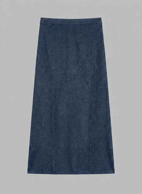 Jupe Bleu Foncé en Lin / Elasthanne - MAJESTIC FILATURES
