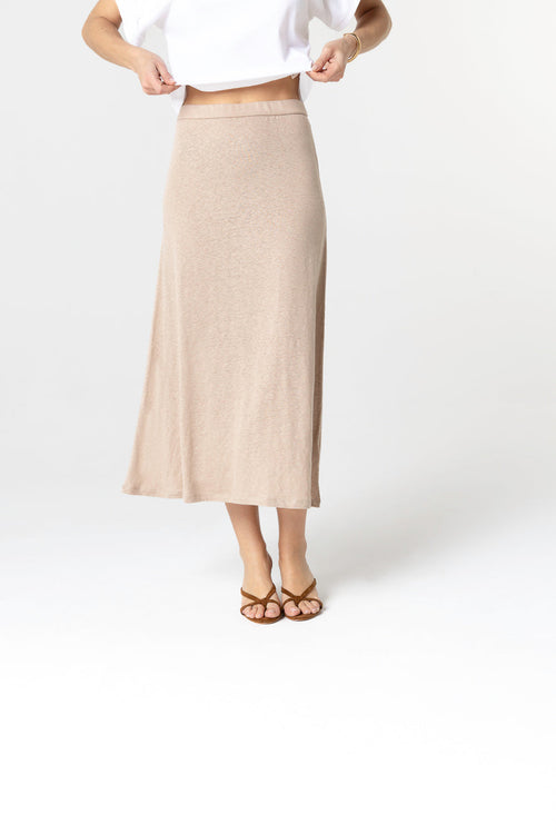 Rock aus Leinen/Elasthan in Beige - MAJESTIC FILATURES