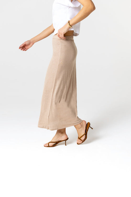 Rock aus Leinen/Elasthan in Beige - MAJESTIC FILATURES