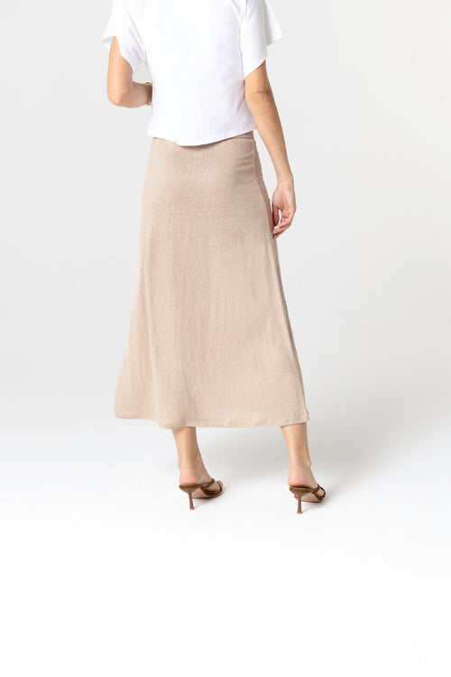 Rock aus Leinen/Elasthan in Beige - MAJESTIC FILATURES